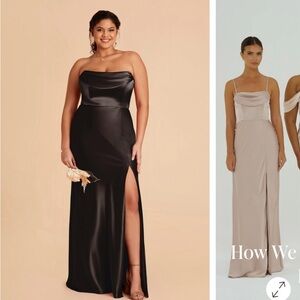 NWT. Birdy Grey Strapless Black Dress. Shiny Satin. Black.